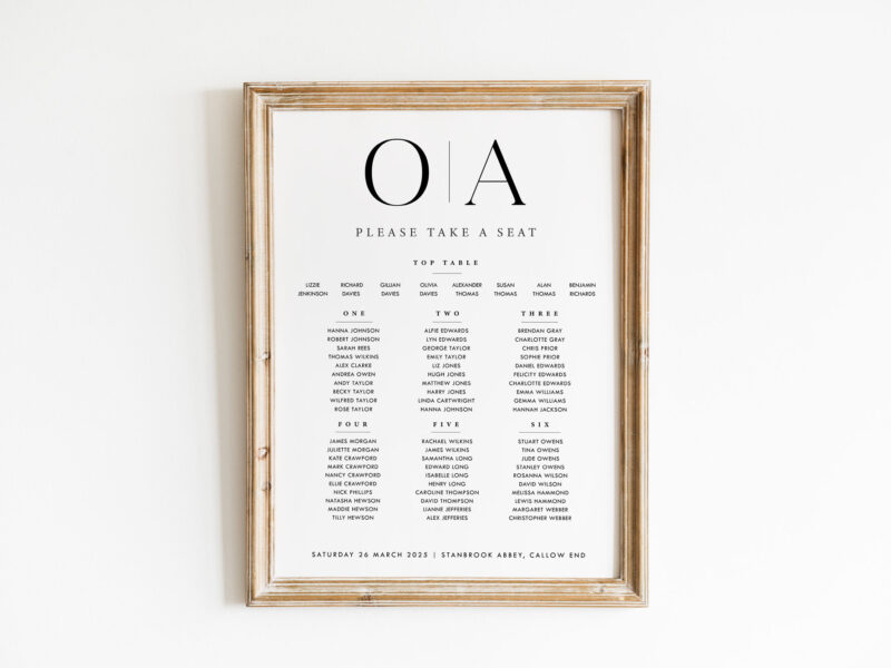 Refined Wedding Seating Plan