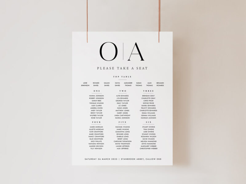 Refined Wedding Seating Plan