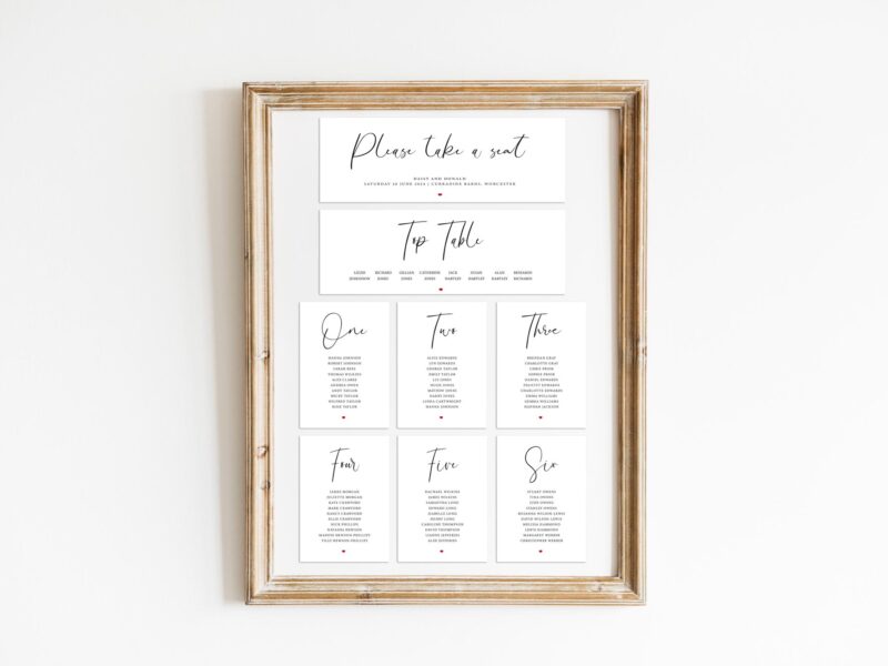 Little Love Table Plan Cards