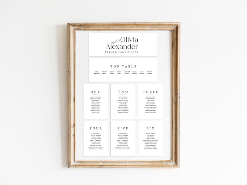 Timeless Table Plan Cards