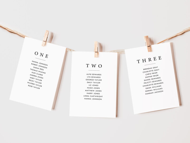 Timeless Table Plan Cards