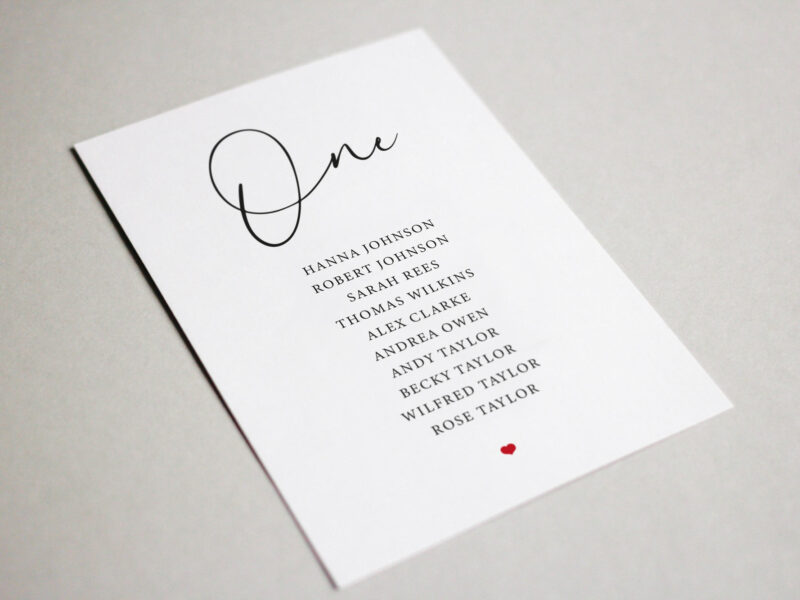 Little Love Table Plan Cards