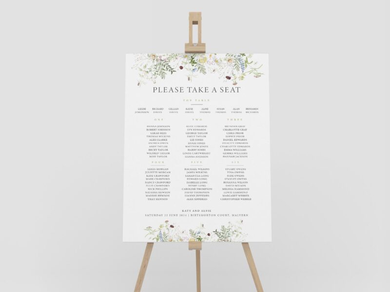 Wild Blooms Wedding Table Plan