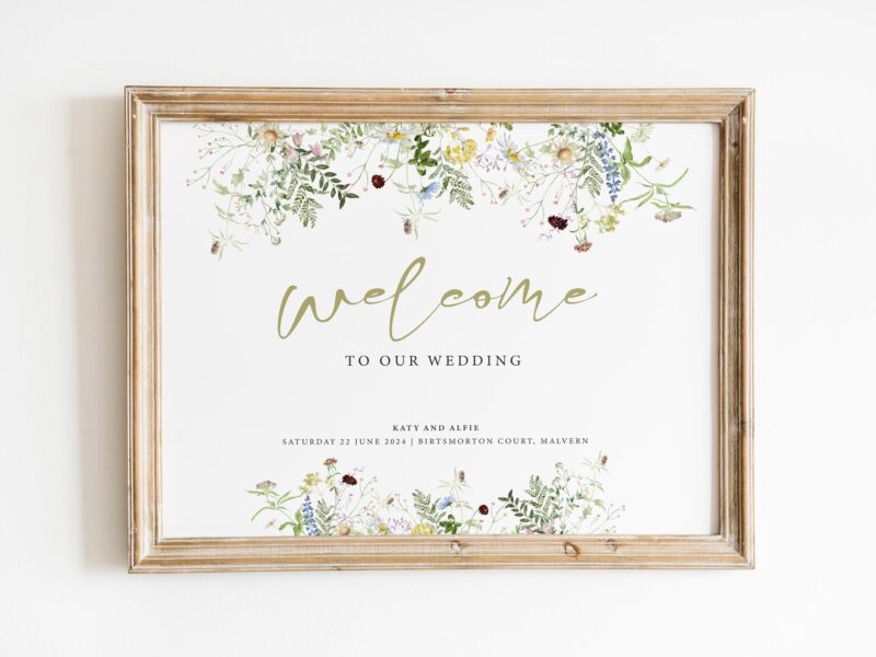 Wild Blooms Wedding Welcome Sign