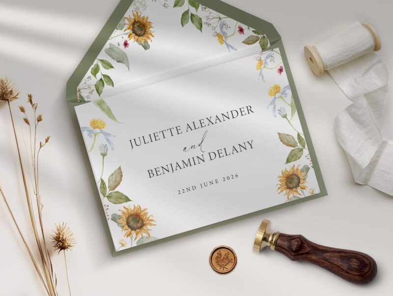 Sunflowers Concertina Wedding Invitation