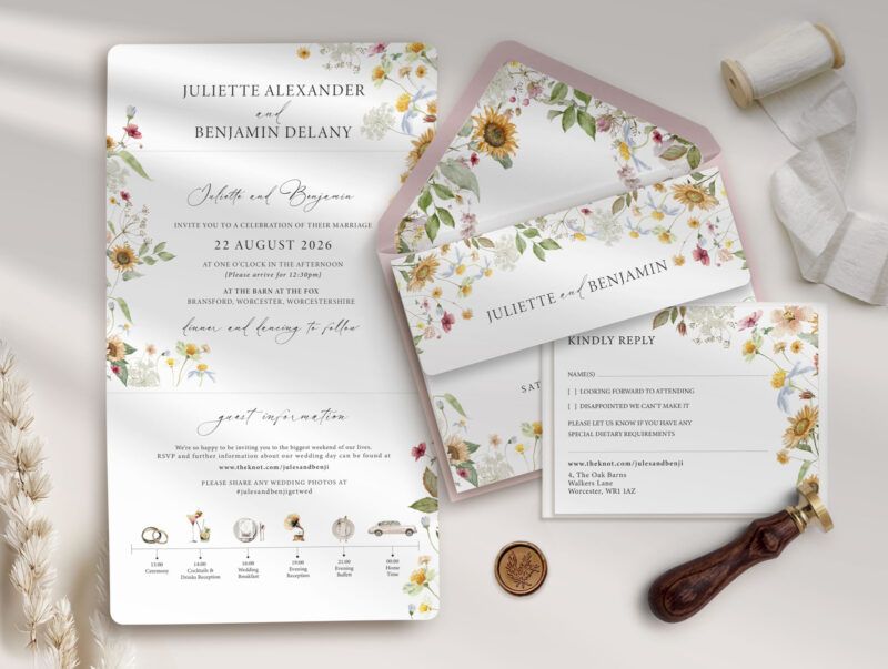 Sunflowers Trifold Wedding Invitation