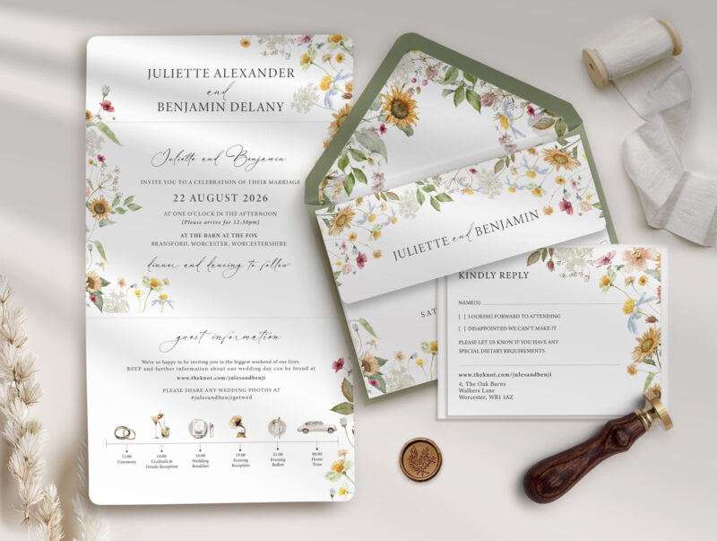 Sunflowers Trifold Wedding Invitation