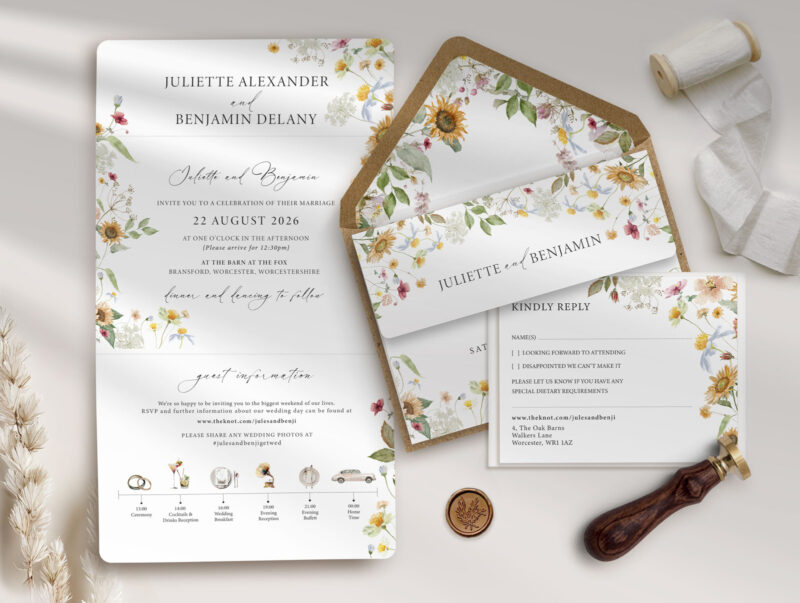 Sunflowers Trifold Wedding Invitation