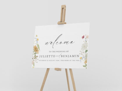 Sunflowers Wedding Easel Welcome Sign