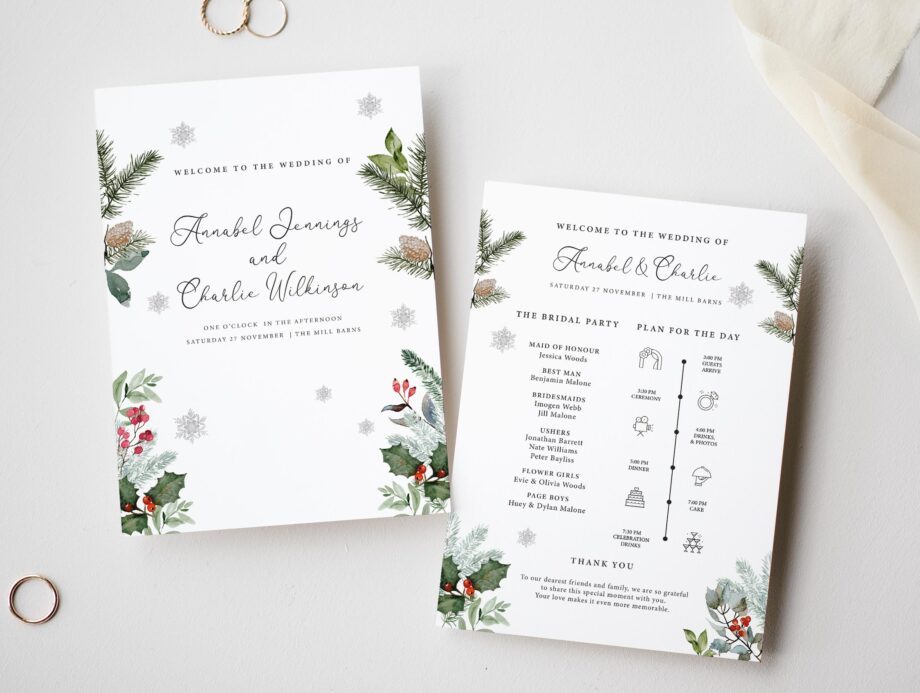 Winter A5 Wedding Order of the Day