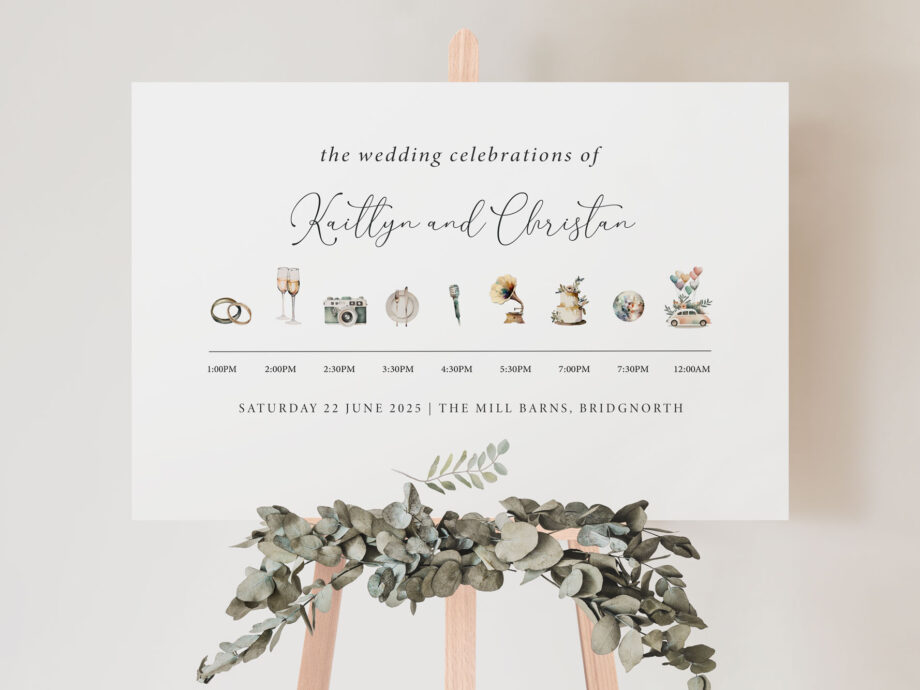 Summer Wedding Easel Order of The Day Signage