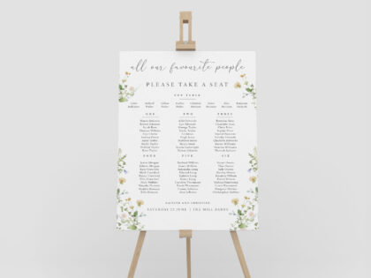 Summer Wedding Easel Table Plan