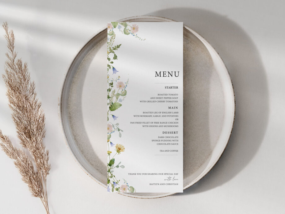 Summer Wedding Menu