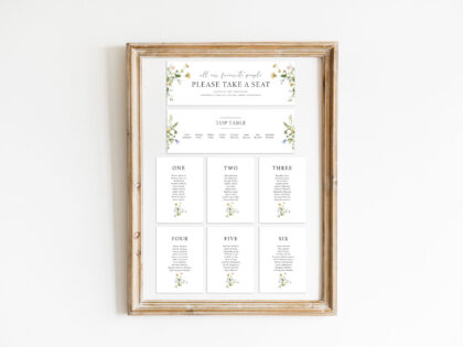 Summer Wedding Table Plan Cards