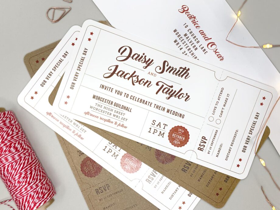 Retro Wedding Ticket Invitation