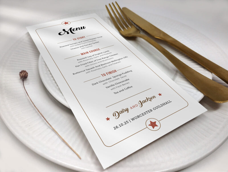 Retro Wedding Menu