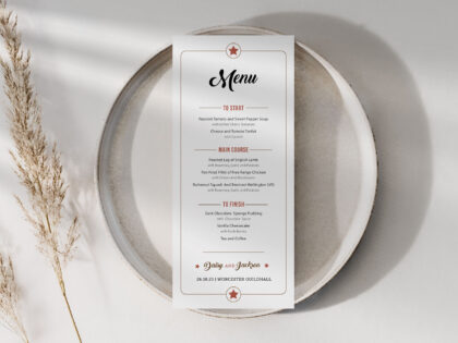 Retro Wedding Menu