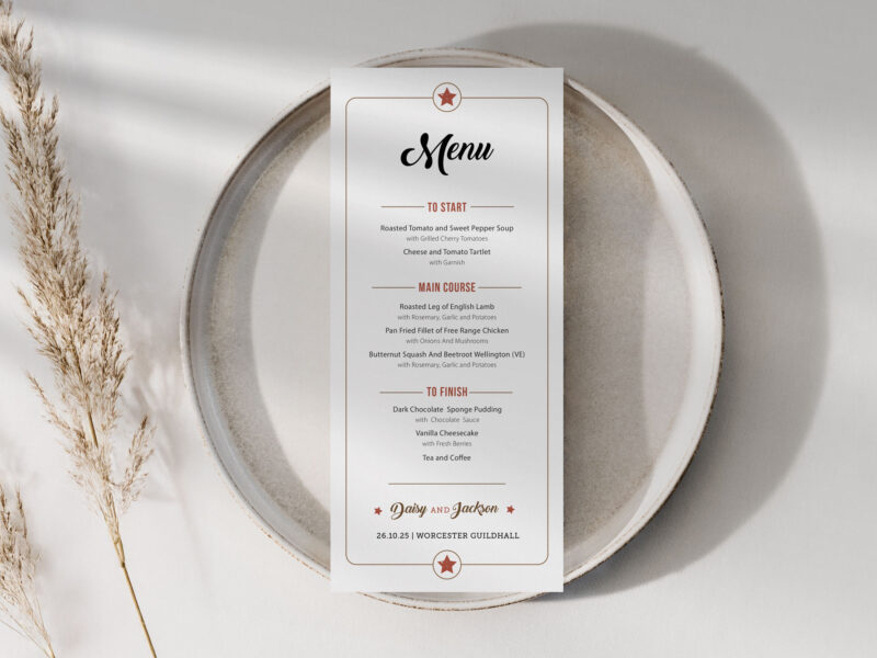 Retro Wedding Menu