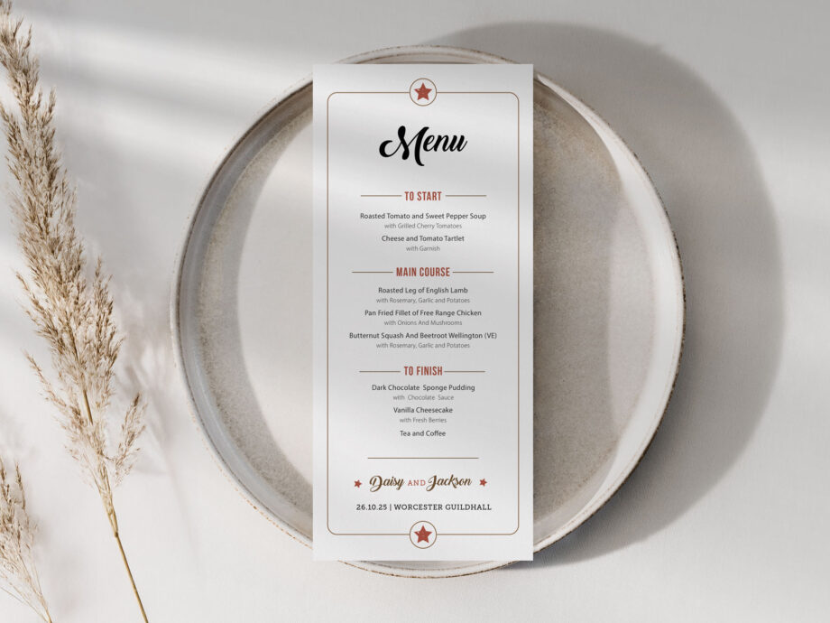Retro Wedding Menu