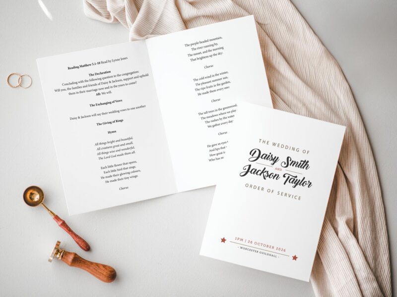 Retro Wedding Order of Service