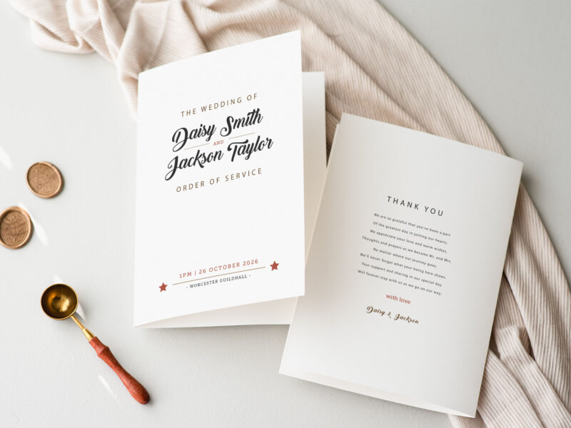Retro Wedding Order of Service