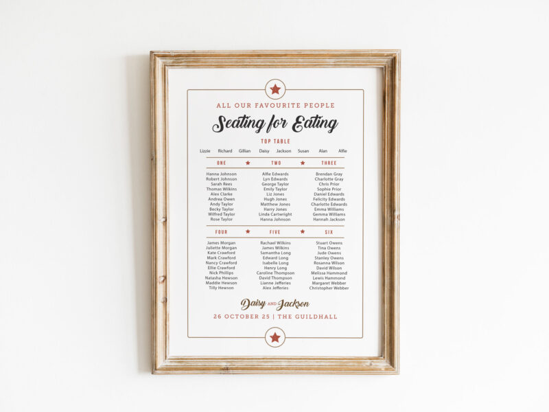 Retro Wedding Seating Plan