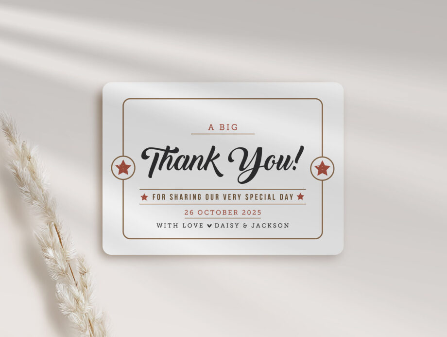 Retro Wedding Thank You Card