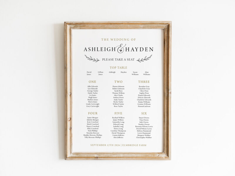 Rustic Wedding Table Plan